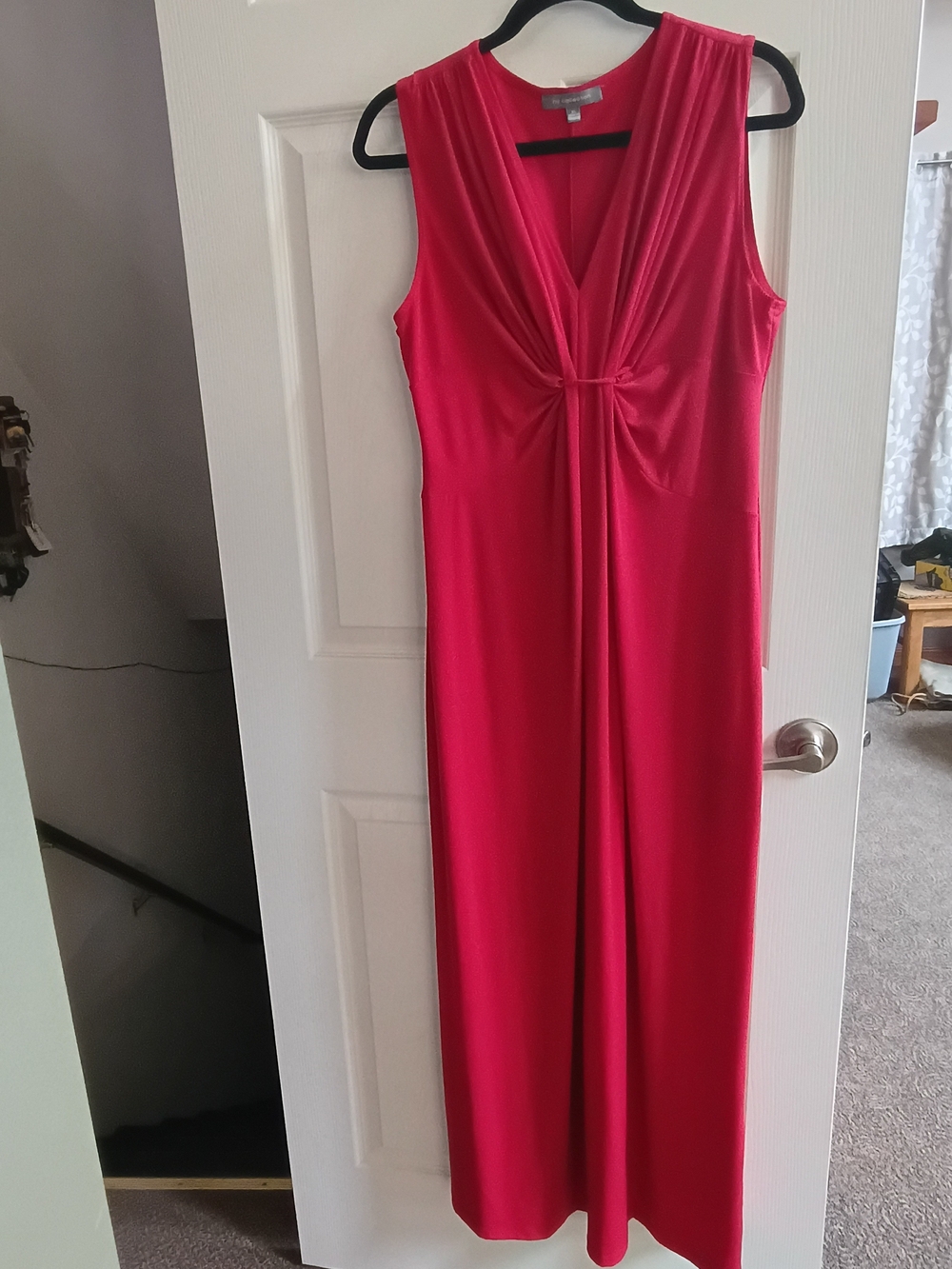 NY Collection Sleeveless Twist-Front Maxi Dress in Red